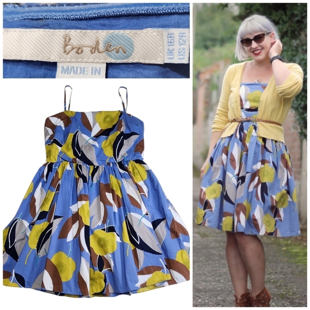 Boden Blue and Yellow Floral Dress